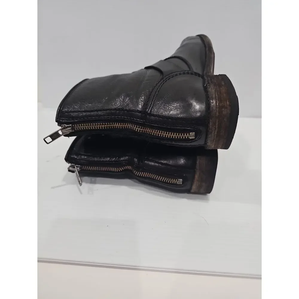 Frye Boots Sz 8 Black Leather Phillip Harness Short Biker Moto Motorcycle